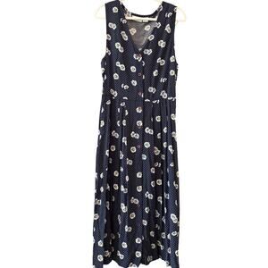 Sweetbriar Vintage 90s Floral Midi Dress Medium Daisy Cottagecore Polka Dots